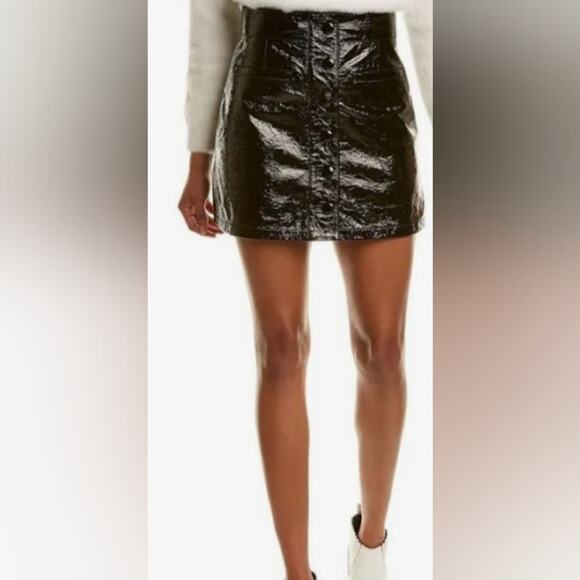 7 For All Man Kind Womens Black Leather Button Down Mini Skirt Size XS NWT $495 - Picture 2 of 16
